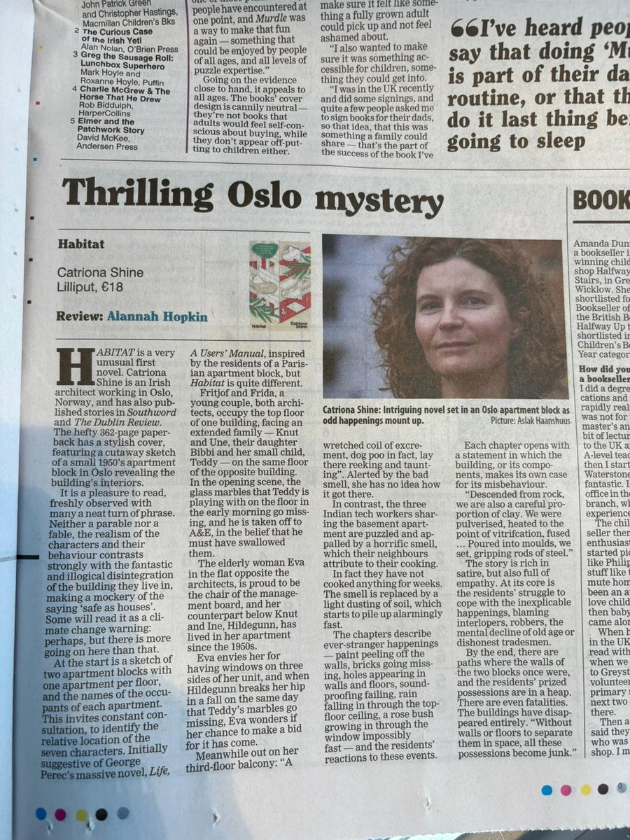 ‘A thrilling Oslo mystery … rich in satire, but also full of empathy’ Brilliant review for @catriona_shine's Habitat by @alannahhopkin @irishexaminer 🌿📗