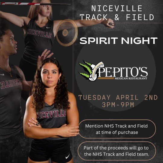 Dinner is a no brainer tonight! It’s a Pepitos kind of night! Mention Niceville Track upon ordering. <a href="/todd_brigman/">Todd Brigman</a> <a href="/CoachWebb1337/">Coach Emily Webb</a> <a href="/Jwlafollette/">Jamie LaFollette</a> <a href="/NicevilleEagles/">Niceville Eagle Athletics</a> <a href="/coachcooper5865/">Dalton Cooper</a>