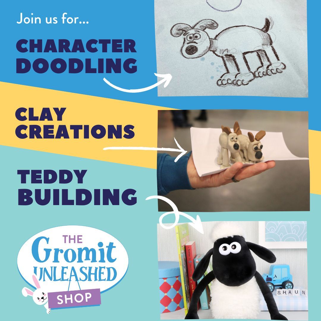 Join us for fun Easter activities at the shop! 🐰🎨 Let your kids unleash their creativity with character doodling, clay creations, capture memories with our green screen or even make your own Shaun the Sheep soft toy. Don't miss out on the excitement! #EasterFun 🌷🐣