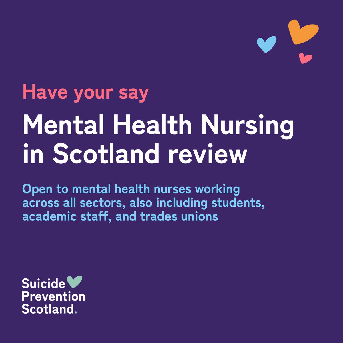 As part of the Mental Health and Wellbeing Workforce Action Plan a review of Mental Health Nursing in Scotland is taking place. Mental health nurses working in all sectors including students, academic staff, and trades unions are invited to take part. ➡️ forms.office.com/Pages/Response…