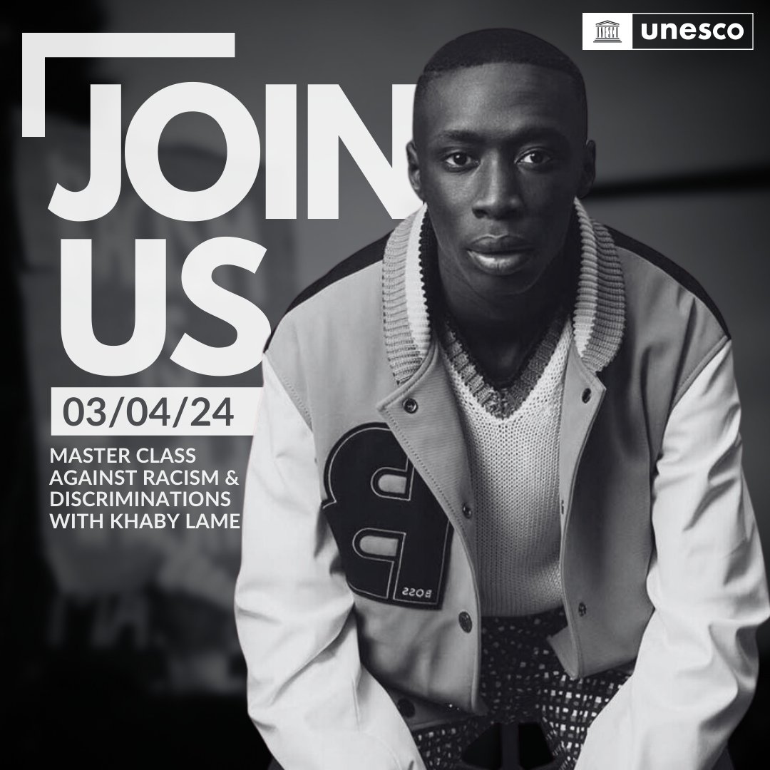 🟠 Join us tomorrow as UNESCO is hosting its Global Master Class against Racism and Discriminations. Get ready to champion the fight against racism and discriminations alongside TikTok's most popular creator @KhabyLame! ℹ️unes.co/bha3p1 #FightRacism #NoToHate