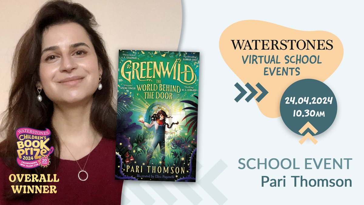 Schools are invited to join us online for a very special free, virtual event with Waterstones Children’s Book Prize 2024 winner, @PariThomson as she presents her spellbinding fantasy story, Greenwild: The World Behind the Door! ⭐️🌲🚪💚 Event details here: bit.ly/43J2fxd