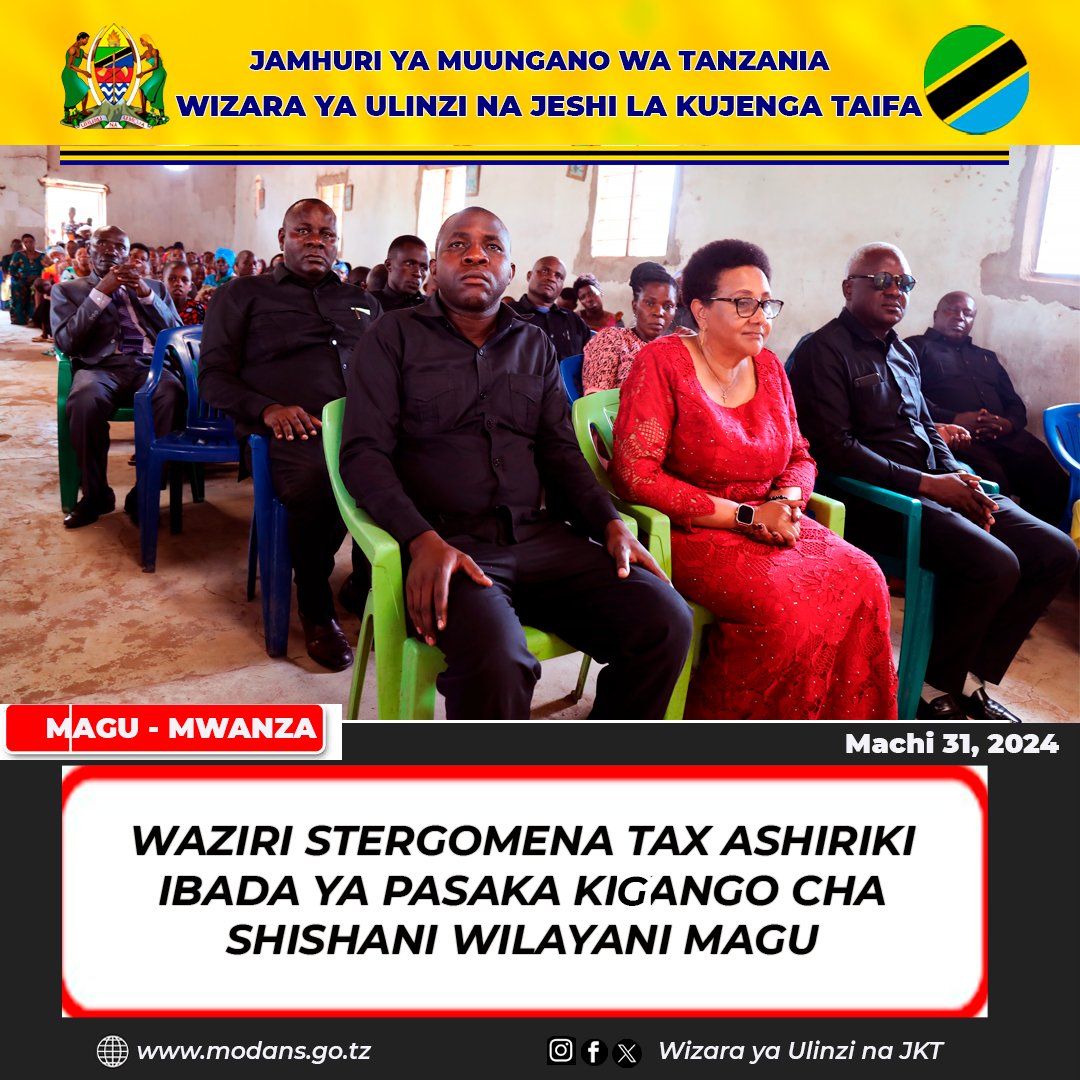 Waziri wa Ulinzi na Jeshi la Kujenga Taifa Mhe. @DrTaxs Ashiriki ibada ya Pasaka Katika Kigango cha Shishani Wilayani Magu.