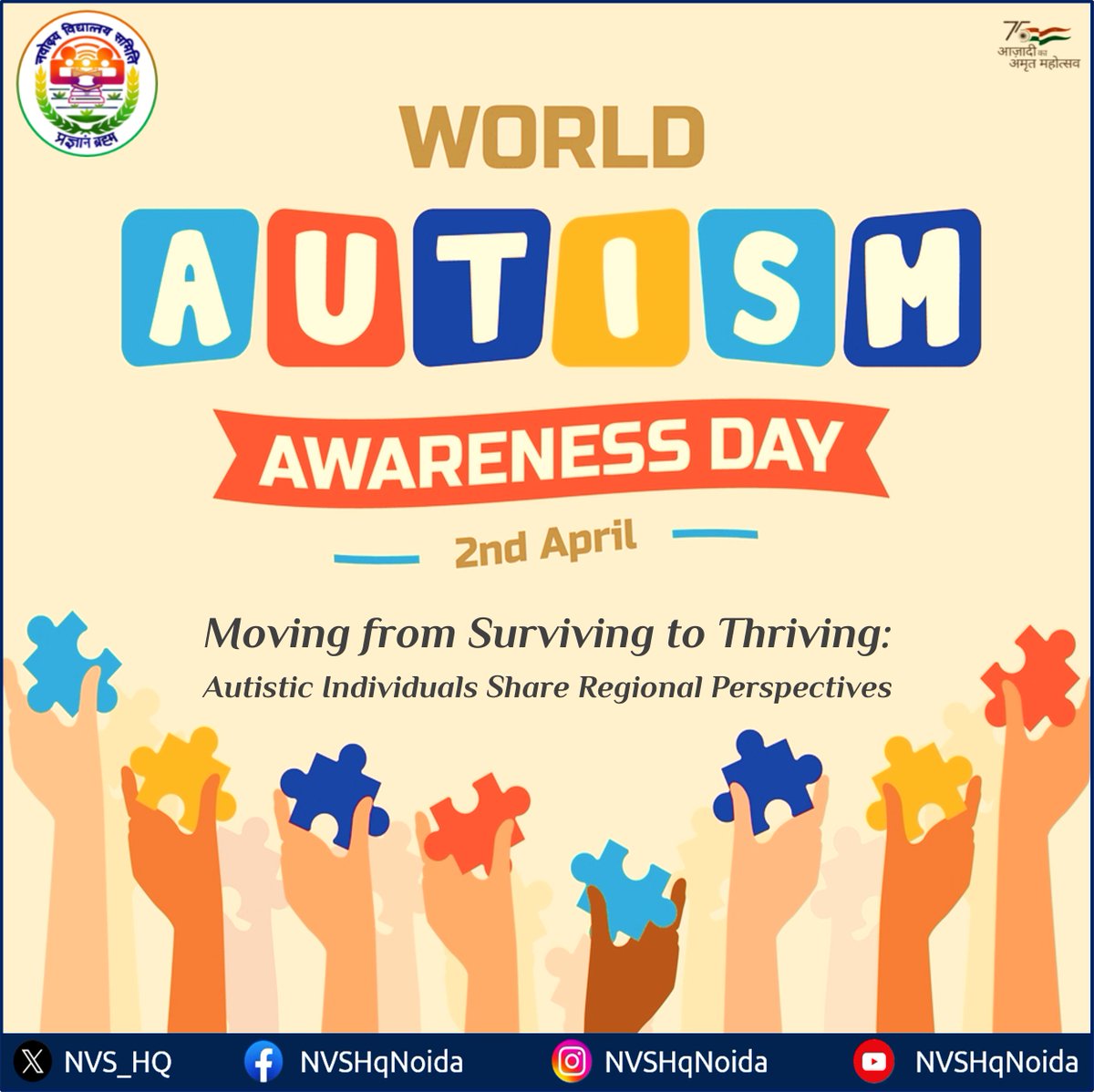 Autism isn't a disability, It’s a different ability that enriches the world with unique perspectives, talents & insights. On #WorldAutismAwarenessDay, Let's embrace neurodiversity, promote inclusion for all and celebrate the beautiful spectrum of humanity. #AutismAwareness #NVS