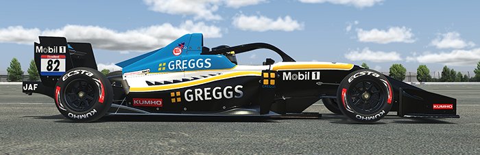 @GreggsOfficial livery on a SuperFormulaLight racecar. Works quite well. 😊
@SUPER_FORMULA 
@iRacing
@Photoshop
@DallaraGroup
#liverycreator #liverydesigner #liverydesign #livery #simlivery #simracer #simracing #superformula #superformulalights  #tsliverydesigns #greggs  #dallara