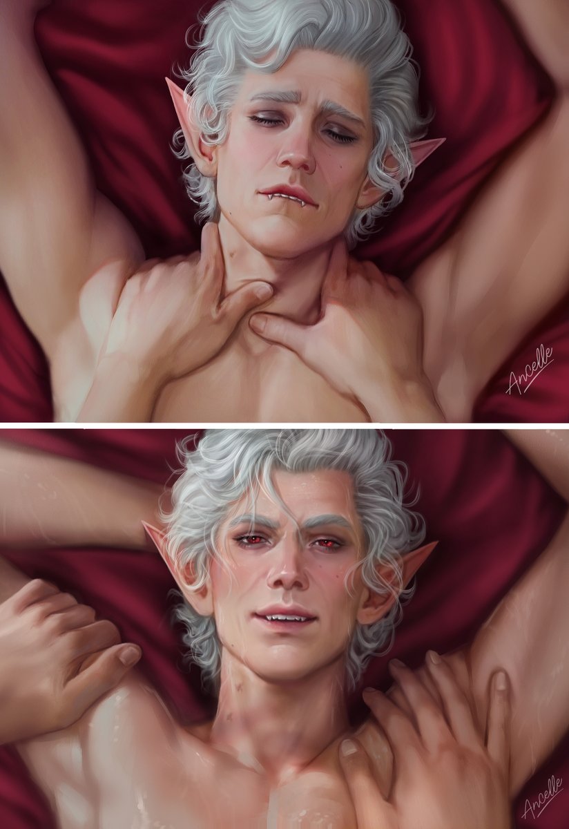 AncelleArt's tweet photo. — So, do you like my neck, my love? Lean over to me and I'll show you how much I like yours.

#BG3 #BaldursGate3 #Astarion https://t.co/eFp5bafWR7