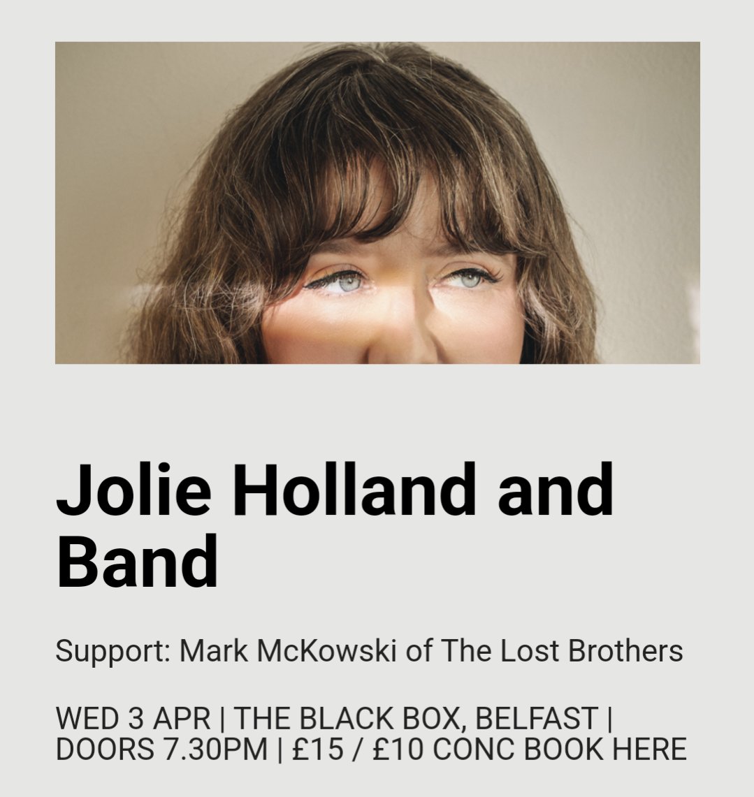 Tomorrow we welcome Jolie Holland and Band with support from Mark McKowski of The Lost Brothers. Now THAT'S a Wednesday worth making an effort for🤌 Info movingonmusic.com #MovingOnMusic #LiveMusic #Belfast @RalphMcLeanShow @BlackBoxBelfast @ourbelfastmusic