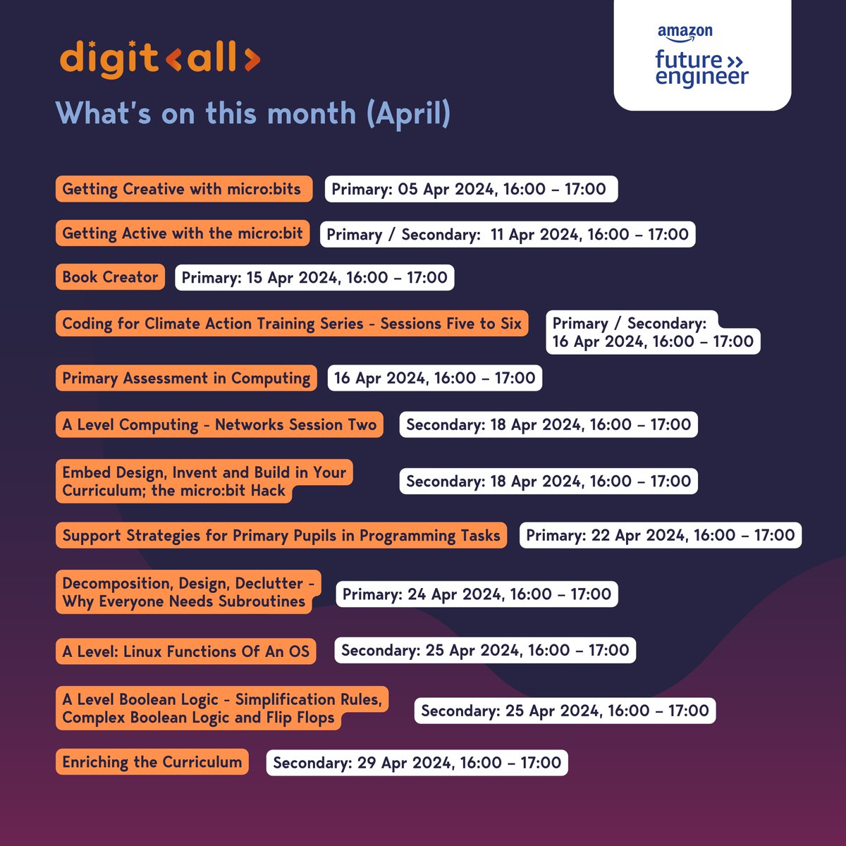 WHAT'S ON THIS MONTH - APRIL 🗓️ Enhance your professional skills with our exciting CPD opportunities this April! 🌟 Primary - digitall.charity/professional-d… Secondary - digitall.charity/professional-d…