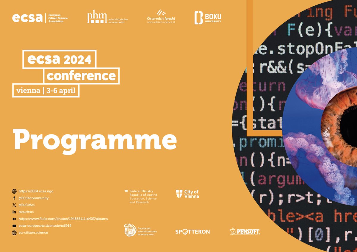 We're very active at #ecsa2024 🗣️ Join us on 4 April in our sessions ⬇️ 1⃣10:30: #CitizenScience for #policy 2⃣1pm: @cropsCS: Creating transnational communities... 3pm: Achieving change through @CitSciGlobal Conference program: 2024.ecsa.ngo/programme @IIASAVienna @EuCitSci