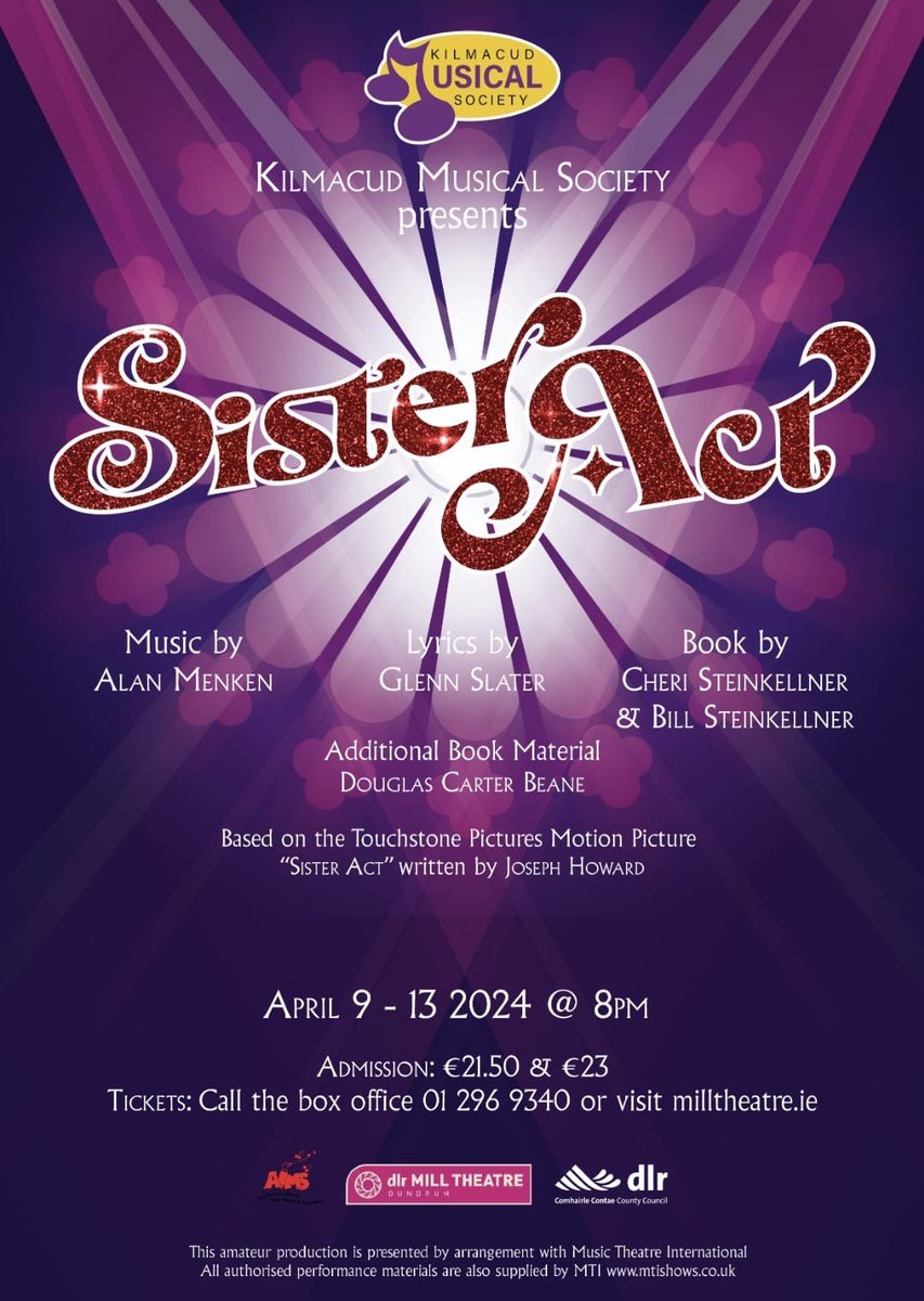 Best of Luck to <a href="/KilmacudMusical/">Kilmacud Musical Soc</a>  with Sister Act which runs from Tuesday 9 to Saturday 13 of April.  Bless their show as it promises to be fabulous baby.....Here within their stage is a heavenly show! How do you get the calling!#callbooktickets xxx😊