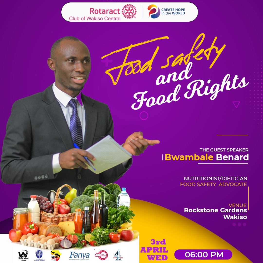 Food safety is a discipline, it revolves around food handling, preparation and storage in order to avoid food-borne illness. Do you know anything about food rights? Join us Wednesday 3rd April as @RctWakiso hosts Mr. Bwambale to dissect the topic Food safety and food rights.