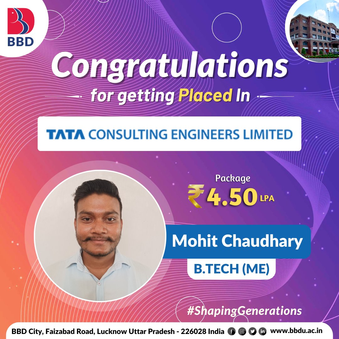 BBD_UNIVERSITY's tweet image. Congratulations on your incredible success!
#TataConsultingEngineers #Placement2023