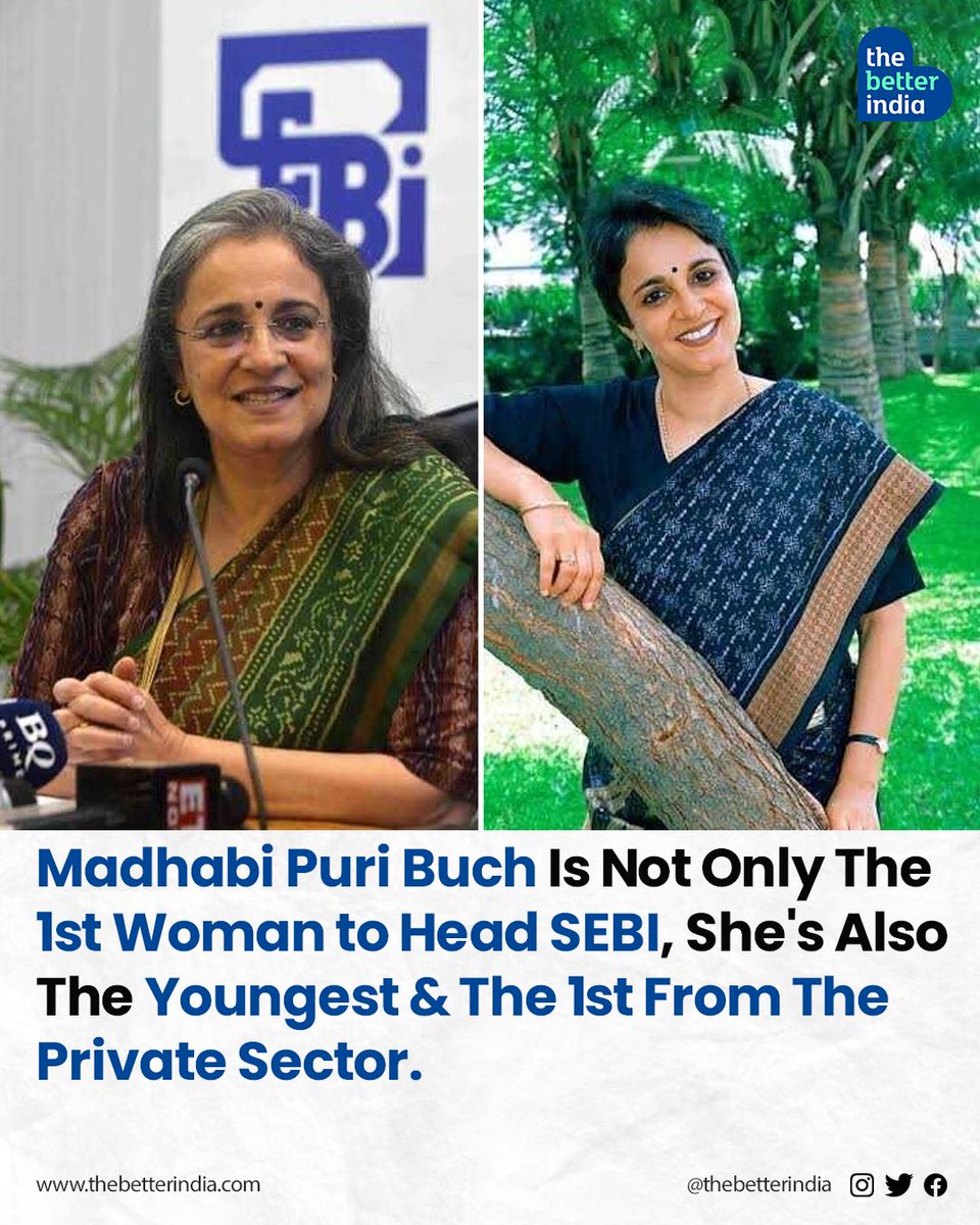 Madhabi Puri Buch is a name synonymous with a whole lot of firsts! 

#SEBI #WomenInFinance #IIMAhmedabad #MadhabiPuriBuch #WomenEmpowerment

[Madhabi Puri Buch, Securities and Exchange Board of India, Youngest SEBI chief, India]