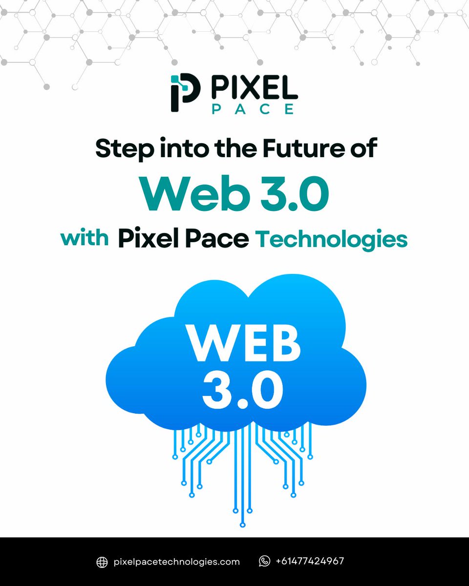 Introducing Web 3.0 - the next generation of the internet that's decentralized, secure, and built on blockchain technology. . Visit Us: pixelpacetechnologies.com or contact us at +61 477 424 967 . #Web3 #Blockchain #DigitalMarketing #pixelpacetechnologies