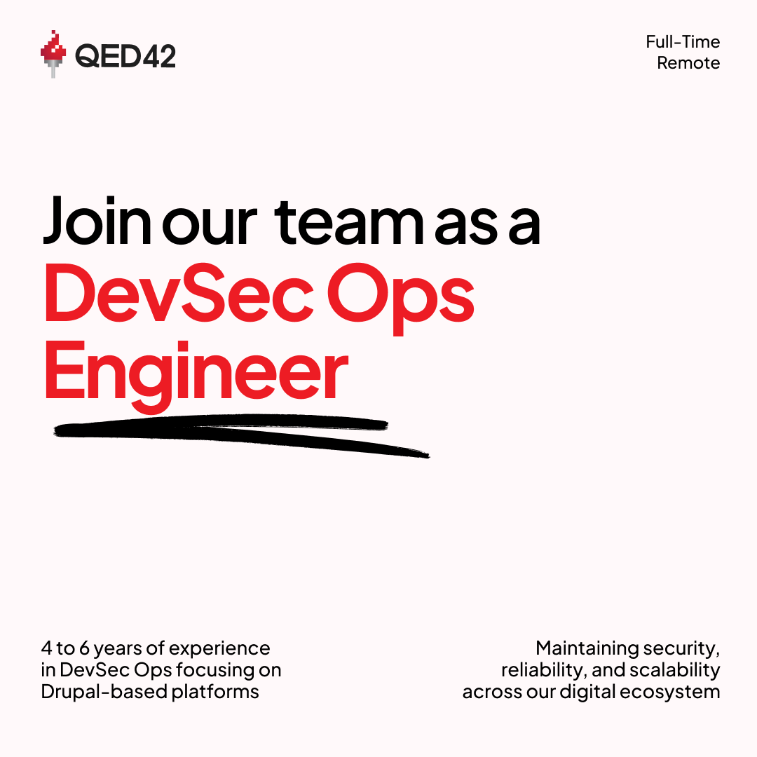 We are looking for a DevSec Ops Engineer! Experience: 4-6 years Location: Remote Employment Type: Full-Time 🔗Apply here: jobs.smartrecruiters.com/QED42Engineeri… #Hiring #OpenPositions #PeopleofQED42