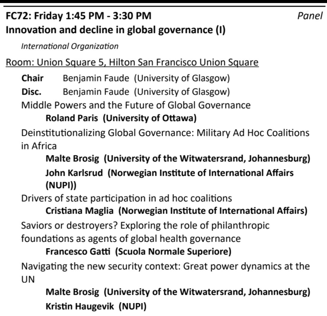 Fraa_Gatti's tweet photo. Looking forward to attending #ISA2024 in San Francisco. I will present my work on philanthropic foundations as well as a new project on the role of #earmarked funding in global health governance co-authored with twitterless Florian Brunner and Tierney Hall (both @Politics_Oxford) https://t.co/AwOTB6MC9v