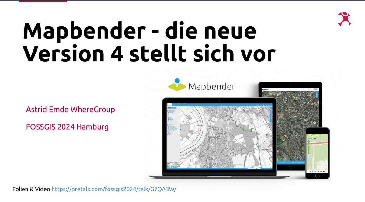 #FOSSGIS2024 #Mapbender war vertreten &amp; hat Lust auf die bald erscheinende Version 4 gemacht. Das Video ist verlinkt

Mapbender - die neue Version 4 stellt sich vor
pretalx.com/fossgis2024/ta…

Mapbender Workshop Schwerpunkt Mapbender 4
pretalx.com/fossgis2024/ta… #OSGeo #FOSSGIS #FOSS4G