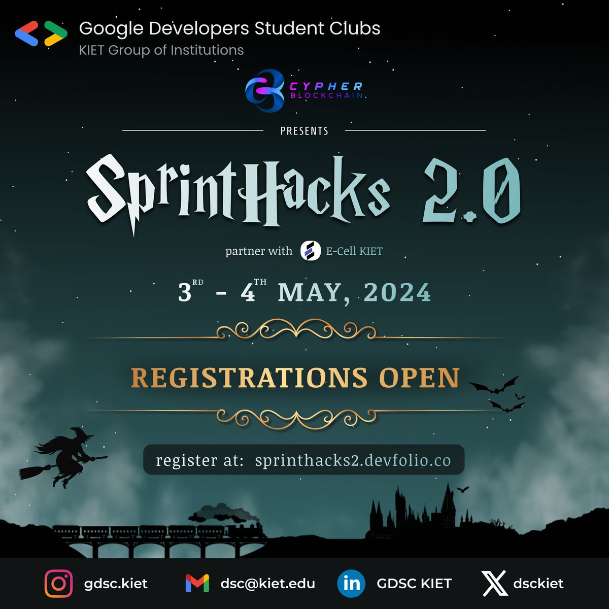 Wait ends here!! The registration for Sprinthacks2.0 is officially open now!!🥳 Gear up with your team for the much awaited coding season.✨ Dates: 3rd - 4th May 2024 Register at: sprinthacks2.devfolio.co Visit us: sprinthacks.in #googlefordevelopers #gdsc #hackathon