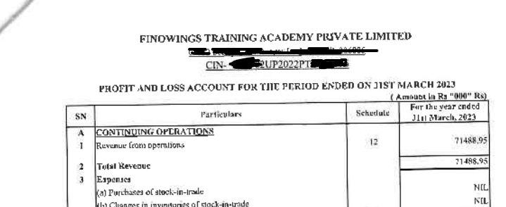 Statement of Mukhul Agarwal 'Finowings Training Academy Private Ltd'
2023 : 7.2 crores from sale of course(Gareeb trainer)
He was not showing his personal PNL also when asked 
(Paisa toh training me he hai)😂