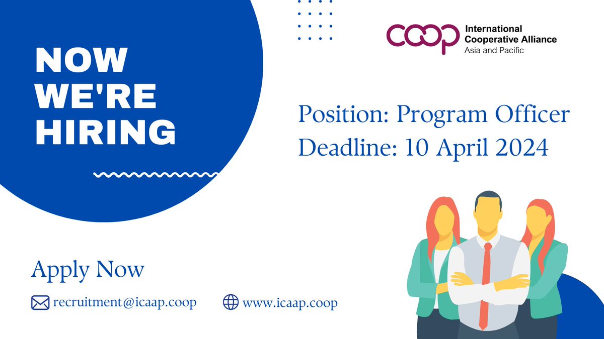 📢Great news! The application deadline for the Program Officer vacancy is now extended until 10 April 2024. If you're passionate about contributing to Asia-Pacific research initiatives, join our ICA-AP team! Details: icaap.coop/sites/ica-ap.c… #JobOpening #ResearchRole