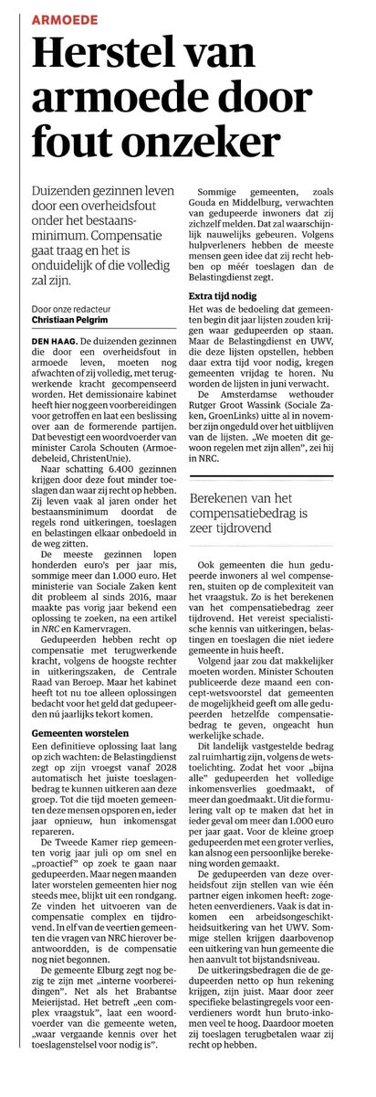 Duizenden gezinnen leven door fout van overheid in armoede. Dit is sinds 2016 bekend. Belastingdienst lost dit pas in 2028 op.

Als een multinational piept, worden er binnen een maand miljarden uitgedeeld.

Los problemen van mensen op.
Mensen kunnen niet wachten.