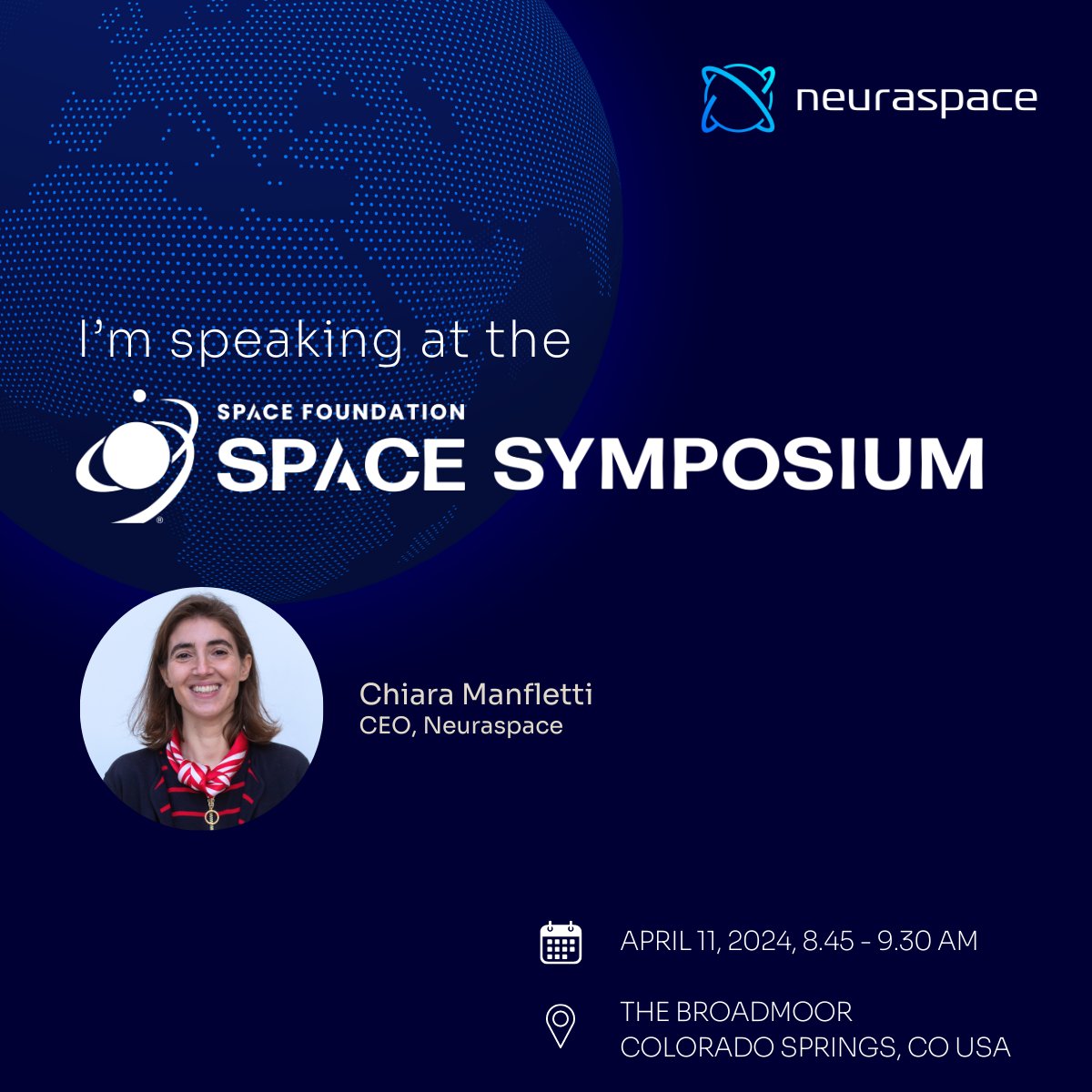 📣Join Neuraspace's Chiara Manfletti at the #SpaceSymposium as she explores how Generative AI is revolutionizing content creation in the space industry. 📅April 11, 8:45 AM 📌The Broadmoor, Colorado Springs, CO USA Know more: eu1.hubs.ly/H08lfkL0 #SpaceSymposium