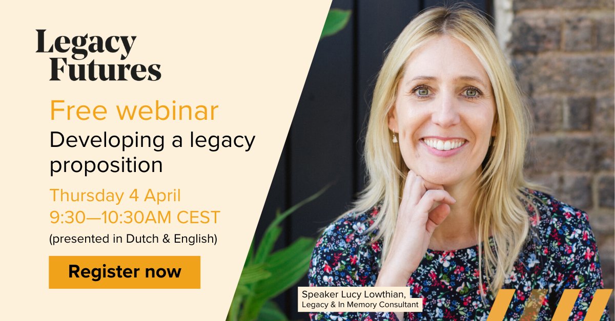 📣Calling all #Dutch legacy fundraisers... Register now for our free 1hr webinar! Developing a legacy proposition 📆 Thursday, 04/04 at 9:30AM CEST 👉 Register at us06web.zoom.us/meeting/regist…