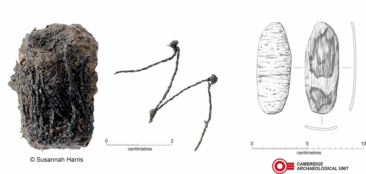 These artefacts from Must Farm appear to be fishing equipment, including a fragment of knotted net and a bark plaque which may be a net float. Found in Structure 4, where it was likely being stored, the knotted net was made of lime bast cord.