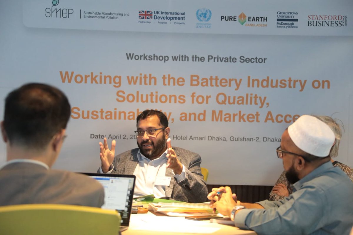 The informal recycling of lead-acid batteries used in e-mobility in Bangladesh is bad for people and environment. Today in Dhaka, partners Pure Earth, and Georgetown Uni are working with local manufacturers, banks and recyclers to reduce pollution with business innovation. #SMEP