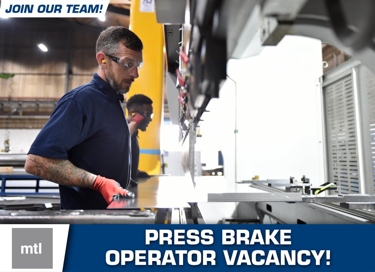 We have an exciting opportunity here at MTL Advanced for a Press Brake Operator to join our busy team in Rotherham!

mtladv.com/careers/

#WeAreHiring #WorkWithMTL #PressBrakeOperator #YorkshireJobs #Rotherham #Careers #Jobs #Vacancies