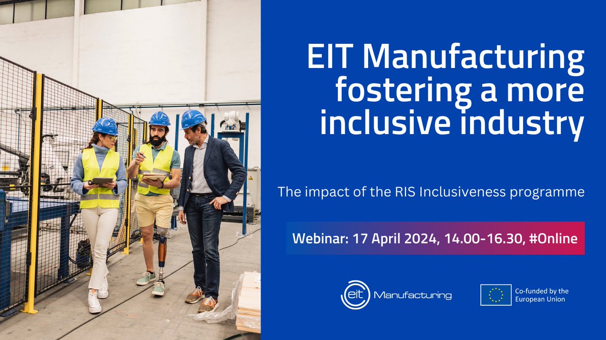 ❓How can we make the European #Manufacturing #industry more inclusive for people with #disabilities and what is @EITManufactur doing to support to reach this objective?💡 Join us online on the 17th of April as we will try to answer these questions⬇️ lnkd.in/d9pu8VYX