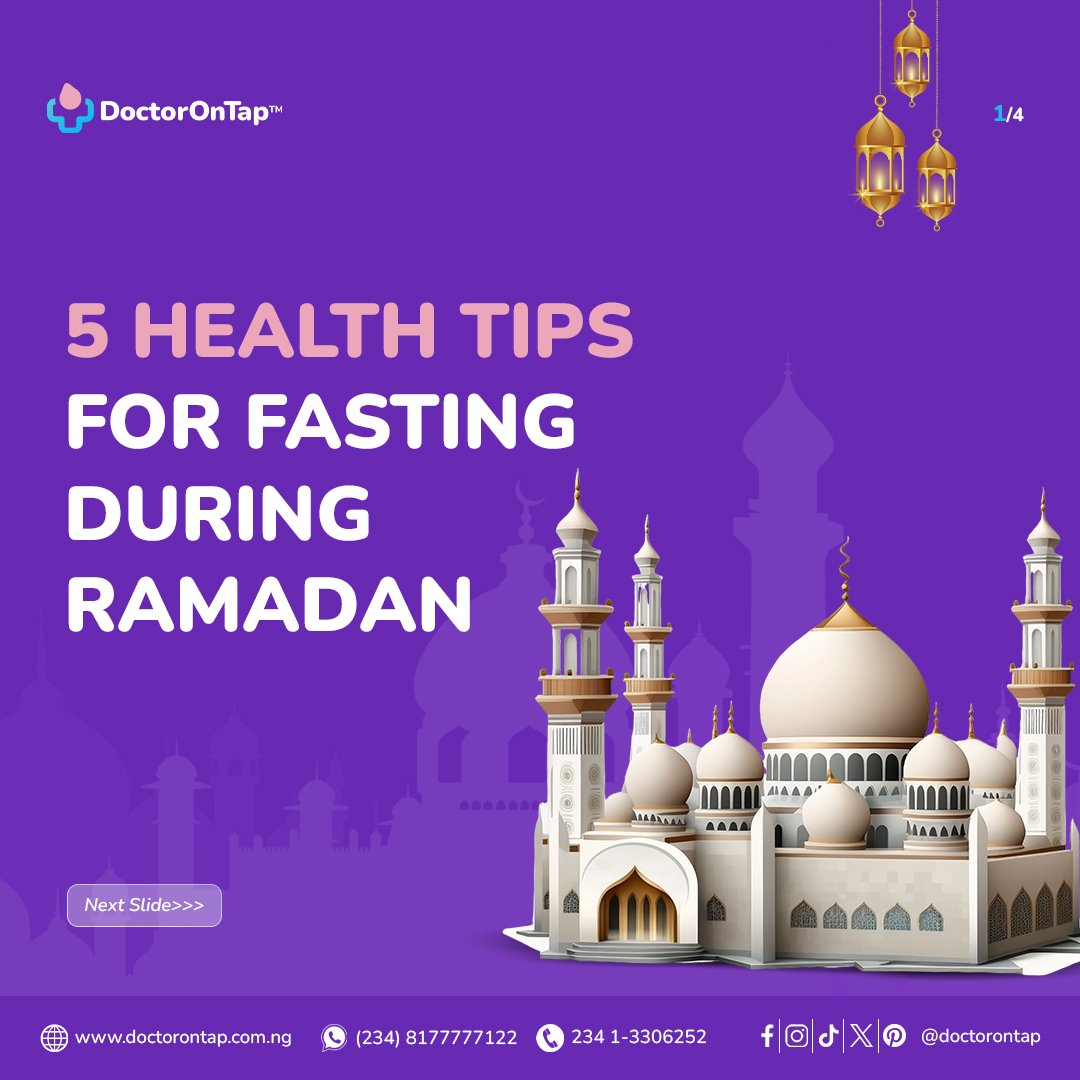 DoctorOnTap's tweet photo. This #Ramadan as we fast, pray, and reflect, remember that our health is also important on this sacred journey.
Here are 5 #HealthTips to help you stay healthy during this time of devotion and reflection. #DoctorOnTap https://t.co/zIHCQF3Mp5