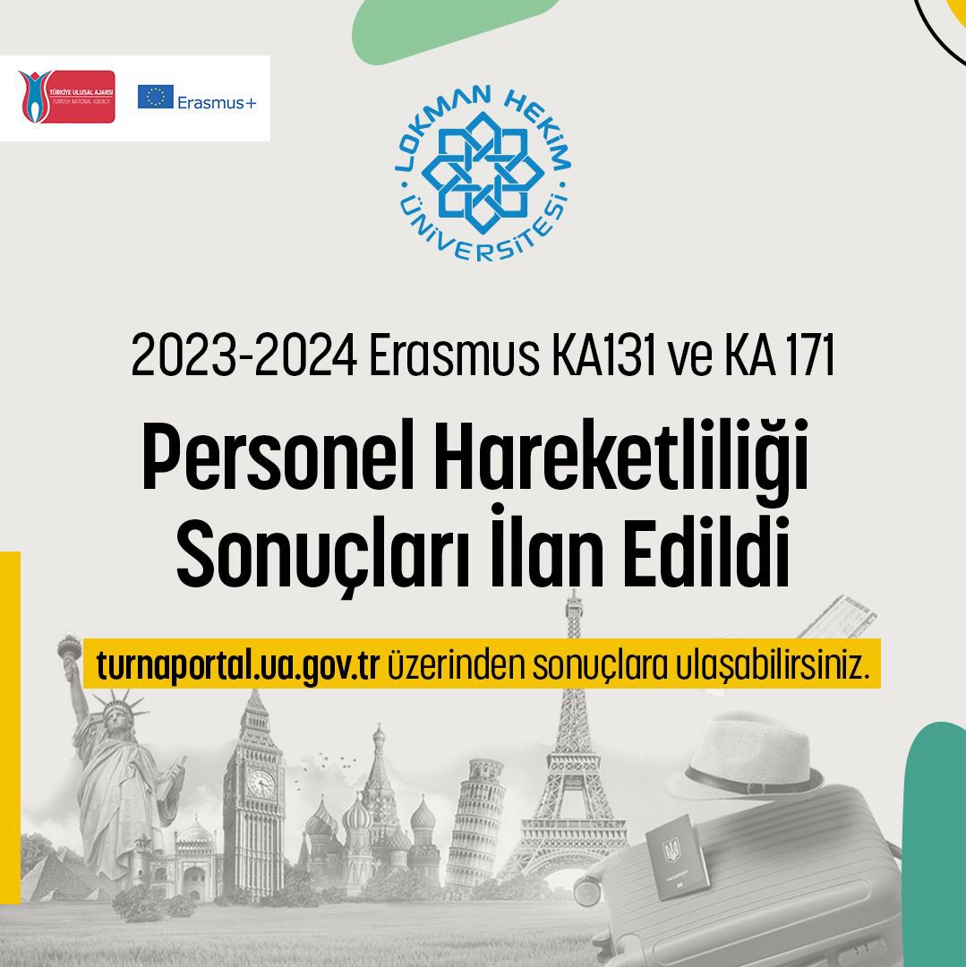 2023 2024 Erasmus KA131 ve KA171 personel hareketliliği sonuçları web sitemizde ilân edildi.📢