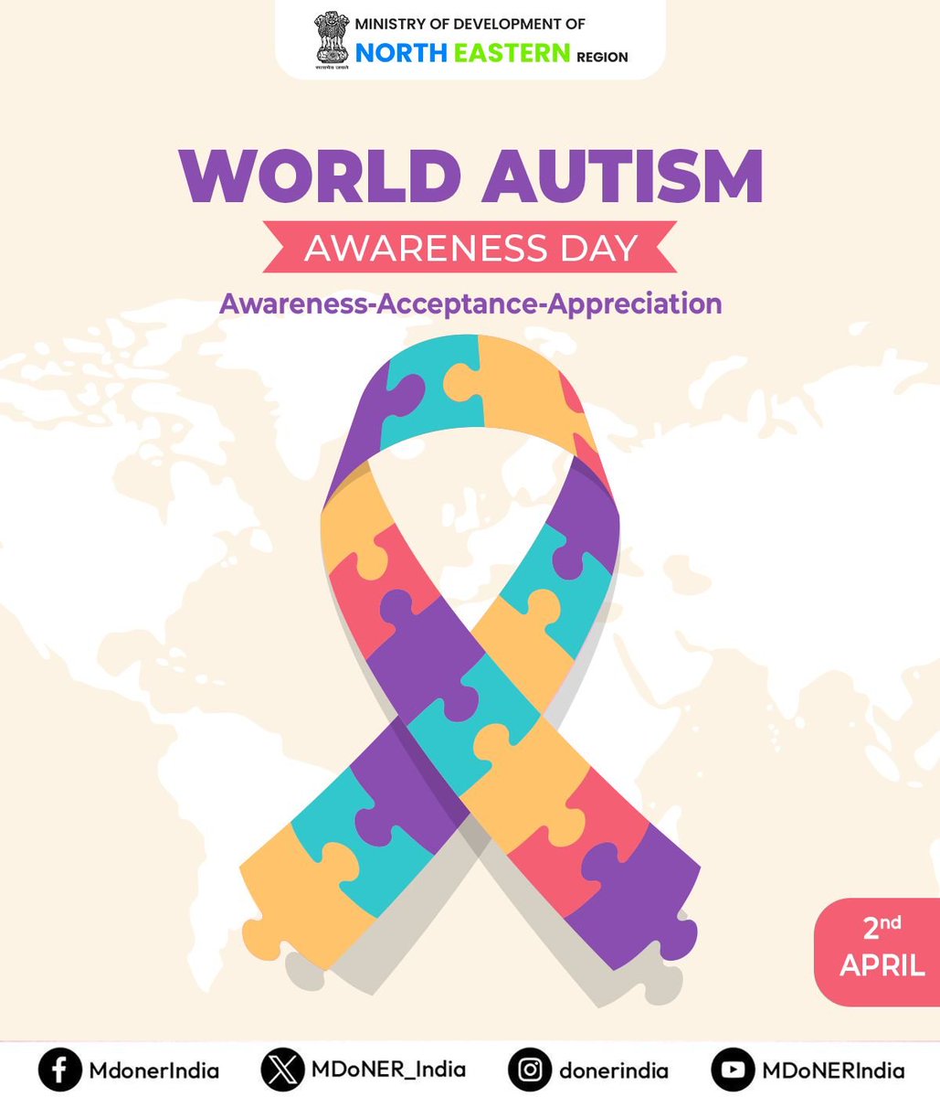 MDoNER_India's tweet photo. Let's illuminate world with colours of #autism awareness and acceptance.
Each person's journey is a vibrant palette of experiences, let's support them celebrating their progress and advocate world with equal opportunities for everyone.
#WAAD24 #AutismAwareness #LightItUpBlue https://t.co/izme5JCd7T