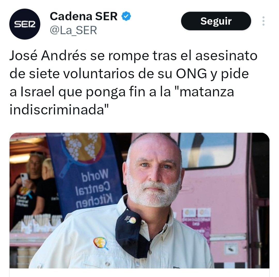 El chef José Andrés atacó a la exministra Ione Belarra y pidió su dimisión por llamar genocida al Estado de Israel. Hoy, un ataque aéreo de Israel ha asesinado a 7 miembros de la ONG del chef José Andrés en Gaza.