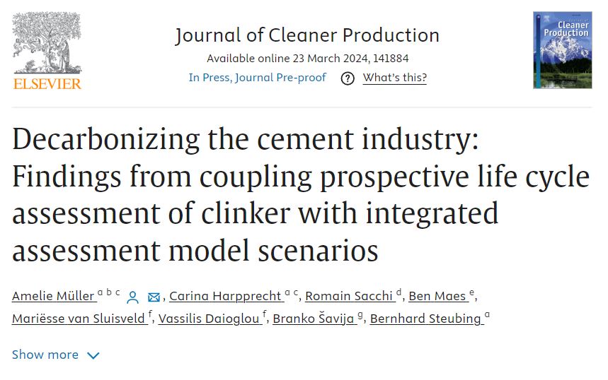 🚨NEW STUDY🚨

Wondering about the waterbed effects of long-term #decarbonization pathways for the #clinker and #cement #industry? Amelie Müller et al. got you covered in a new study on coupling <a href="/IMAGE_PBL/">IMAGE model</a> with premise in Journal of Cleaner Production:

🔗sciencedirect.com/science/articl…