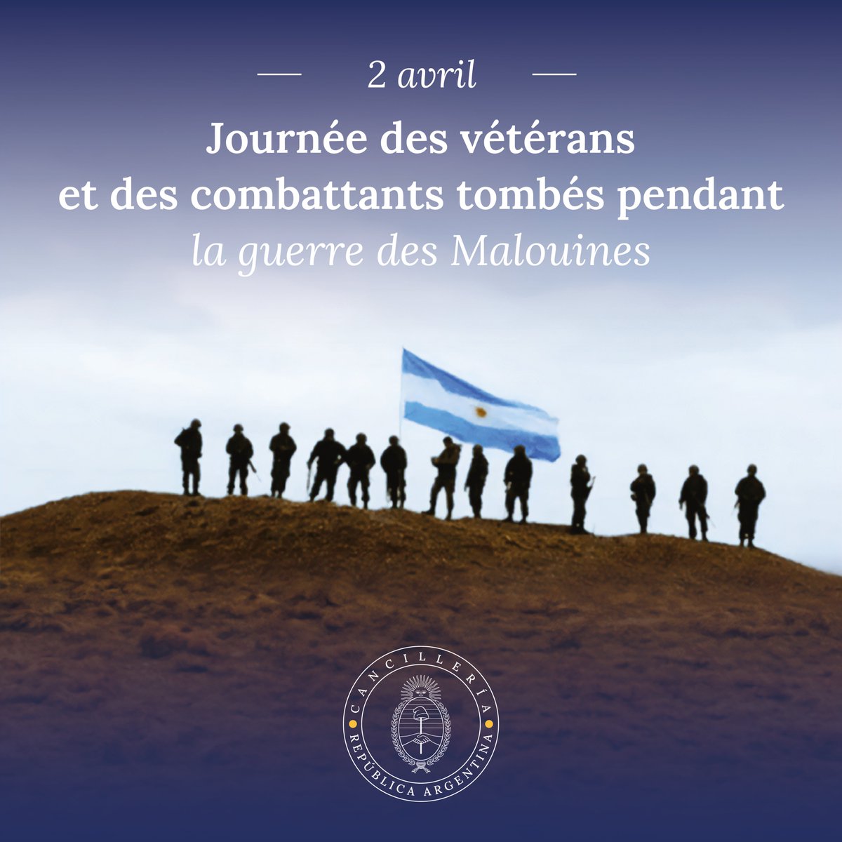 Journée des vétérans et des combattants tombés pendant la guerre des Malouines. Le meilleur hommage est de travailler sans relâche pour récupérer la pleine souveraineté sur les Iles par le biais de la paix, du dialogue, de la diplomatie et du respect du droit international.