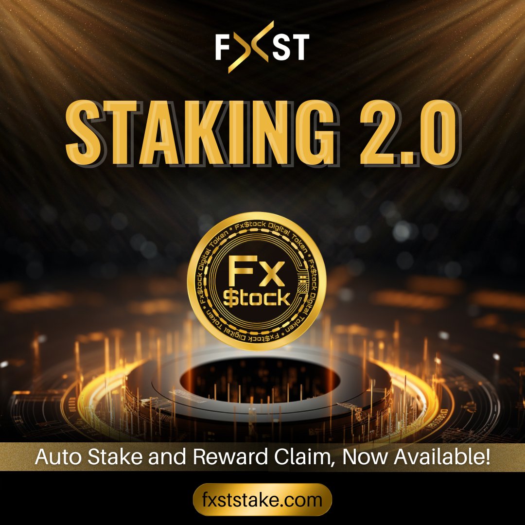 fxsttoken's tweet photo. Staking Version 2.0 Announcement:
"π Big News! π Introducing Staking Version 2.0 with Auto Stake and Reward Claim, now available at https://t.co/v30OXP0JWP! Stake your tokens today and start earning rewards effortlessly. Don't miss out!"
#FXST #FXSTSTOCK #fxststock #Staking #cryptocurrency #Crypto