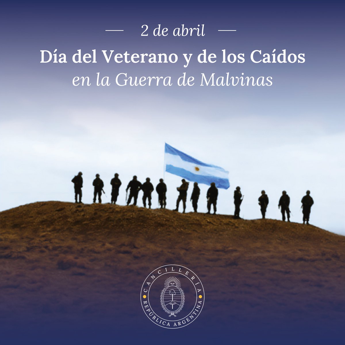 Hoy recordamos el Día del Veterano y de los Caídos en la Guerra de Malvinas. El mejor homenaje es trabajar incansablemente por la recuperación del ejercicio pleno de soberanía sobre las Islas, a través de la paz, el diálogo, la diplomacia y el apego al derecho internacional.