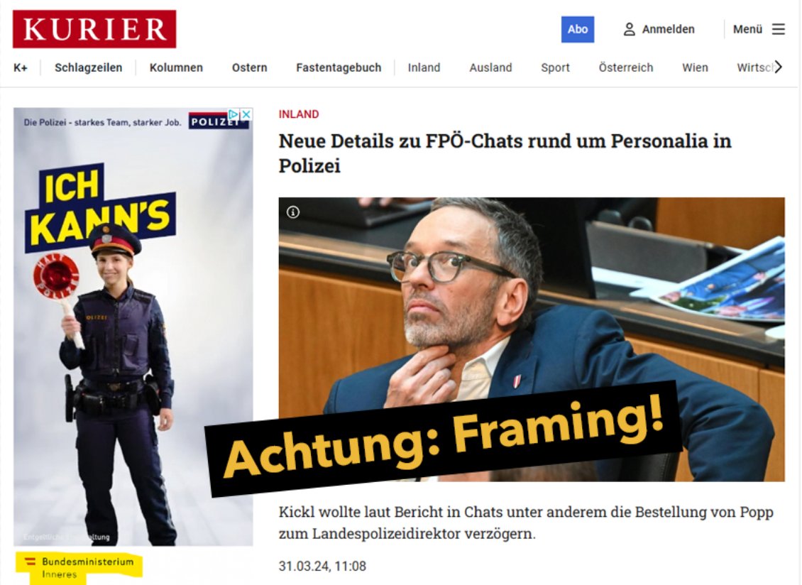 Mehr über das Framing des #Kurier/s im Zusammenhang mit #Kickl, #MiklLeitner und einer Postenbesetzung innerhalb #Polizei hier: t.me/info_direkt/65…