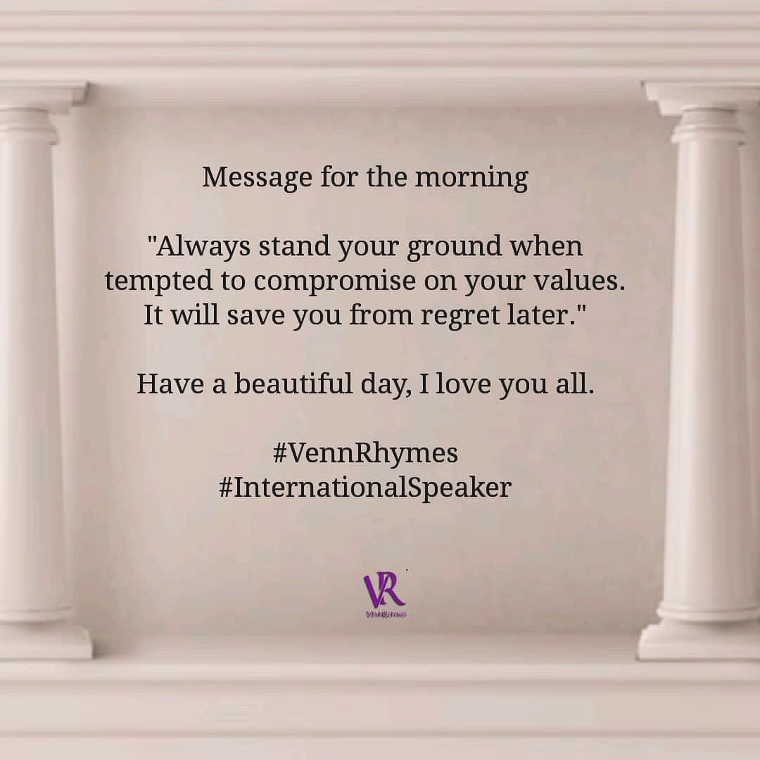 Stand your ground 💪🏽😉
#vennrhymes #internationalspeaker #standyourground #values #tuesdaymotivation #inspirationalquotes #quotesbyvenn