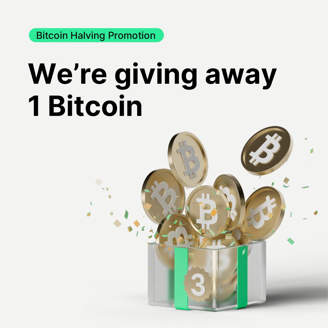 Bitpanda_global's tweet photo. April has begun and the #Bitcoin Halving is just around the corner: Here comes Halving raffle number 3 😎

Here's how it works:

Invest in crypto 3 times between April 1, 2024, and April 30th, 2024 for a chance to be one of two lucky participants to win 1/2 of a Bitcoin each.

Like this post and quote it with the asset(s) you will be investing in for the raffle 👀

We will randomly select 1 person from all those who fulfil this requirement to receive a Bitcoin Halving Merch Box.

You can find more information and the terms & conditions here: https://t.co/NsIZPR7TiW