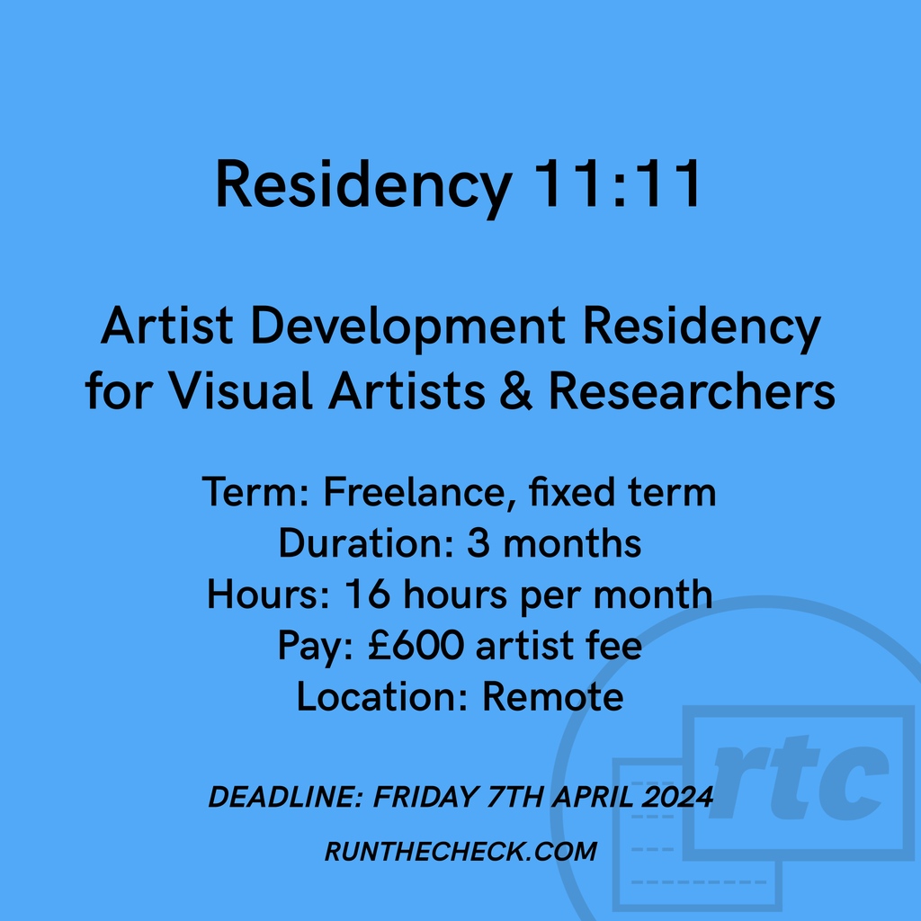 Residency 11:11, Artist Development Residency for Visual Artists & Researchers 🦕 Apply ↓ runthecheck.com/residency-1111…