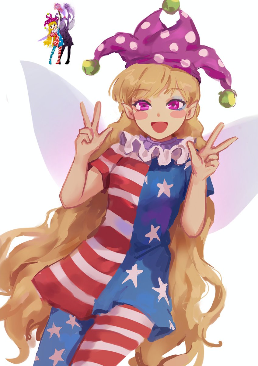 clownpiece 1girl solo long hair looking at viewer blush smile open mouth  illustration images