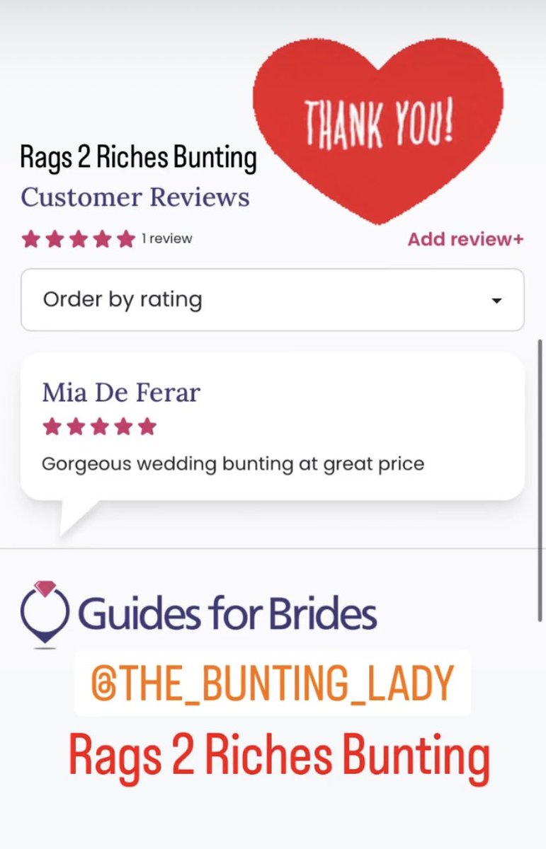 ❤️Thank You ❤️we love getting 5 star reviews for our wedding bunting #rags2richesbunting #thebuntinglady #weddingbunting #bunting #etsyuk #etsyseller #etsyshopuk #weddingdecor #fabricbunting