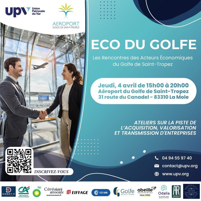 📢 Venez rencontrer la team #CCIduVar le 4 avril à l'aéroport du golfe de Saint-Tropez pour #ECoduGolfe, événement business organisé par l' @upv83 🤝 var.cci.fr/evenement/le-4…