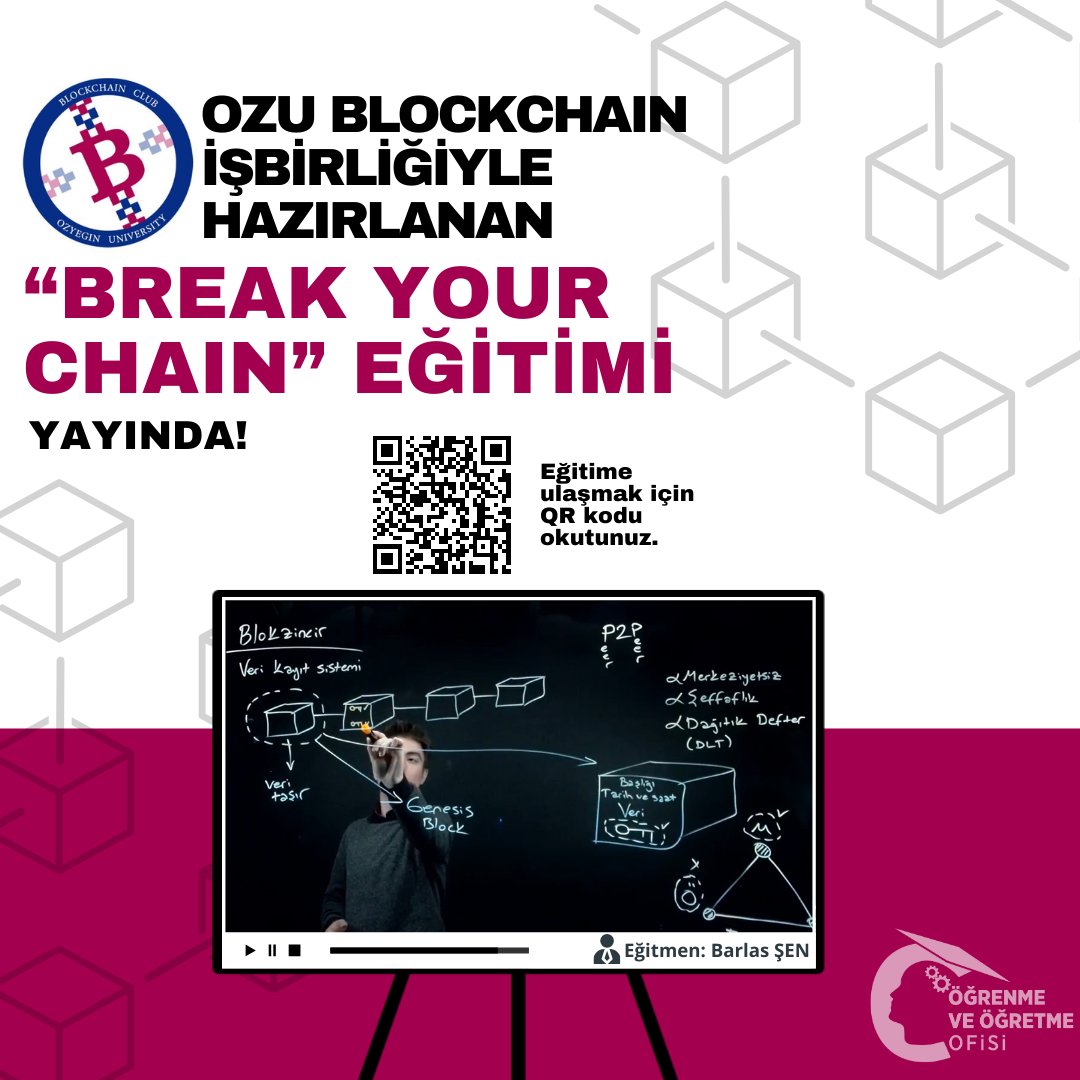 Değerli ÖzÜ Ailesi,

OLTE kaynakları ve danışmanlığıyla, Blockchain Kulübü tarafından, Lightboard kullanılarak blockchain sistemlerinin temel prensiplerini ve uygulamalarını açıklayan bir dizi içerik hazırlandığını ve +