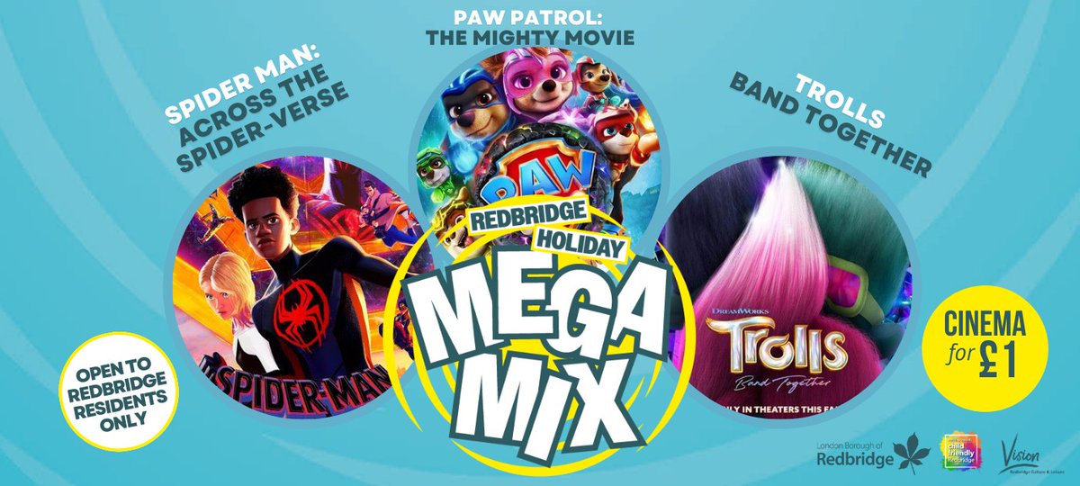 Book £1 cinema at @KMTheatre with Redbridge Holiday Mega Mix. 🍿Wednesday 3 April - Spider Man: Across The Spider-verse 🍿Monday 8 April - Trolls Band Together 🍿Wednesday 10 April - Paw Patrol: The Mighty Movie Film Screening Book now ➡️ orlo.uk/AAHLK