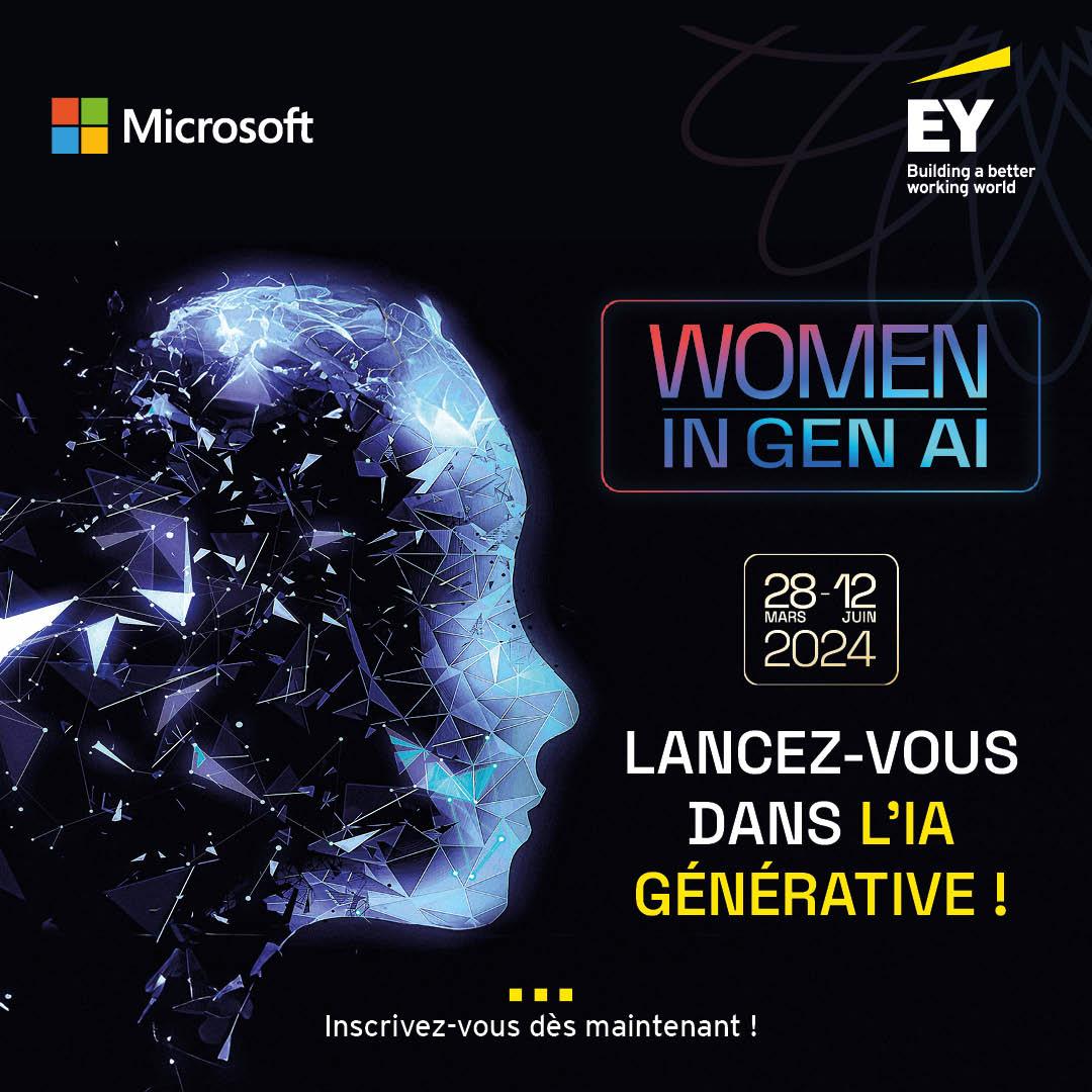 EY et <a href="/Microsoft/">Microsoft</a> s'unissent pour sensibiliser, informer et encourager l’action en faveur de l’inclusion des jeunes femmes dans les métiers de la #Tech, en lançant Women In Gen #AI.
 
📅 Inscrivez-vous avant le 20 avril ↪️ go.ey.com/3TBsSQ3

#Inclusion #Innovation