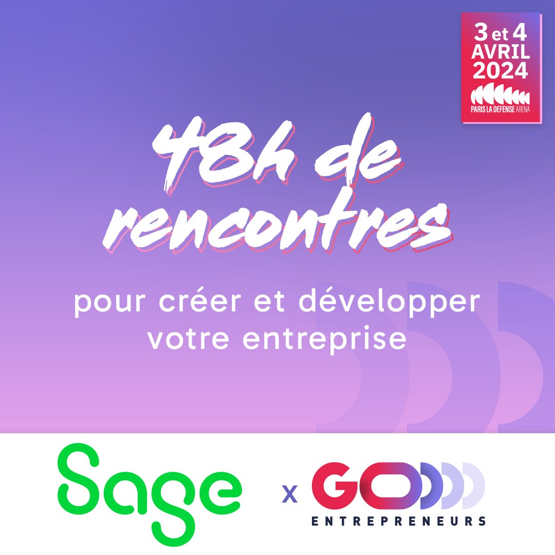 ⏳ Plus qu'1 jour avant @GoEntrepreneurs, le rendez-vous des créateurs et #dirigeants d’#entreprises ! 🤝 Nous vous attendons à #Paris La Défense Arena les 3 et 4 avril 2024 🚀 pour parler de la #factureélectronique et comment elle va simplifier votre #gestion